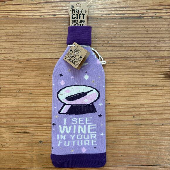 NWT purple fortune teller Wine in your Future wine bottle sock - Picture 1 of 3